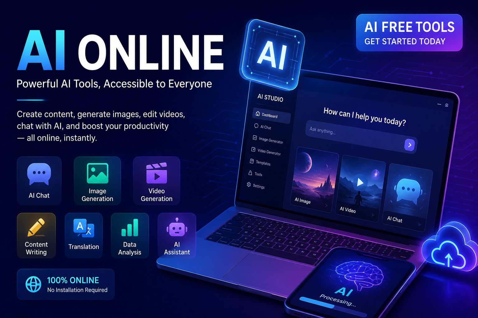 AI online artificial intelligence tools for content creation